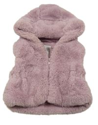 Staroružová kožušinová zateplená vesta s kapucňou Primark