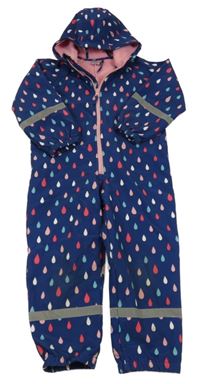 Tmavomodrá softshellová kombinéza s kapkami a kapucí Kiki&Koko