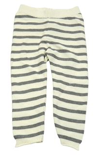 Smetanovo-sivé pruhované pletené tepláky Impidimpi