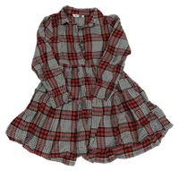 Červeno-bielo-čierne kockované košeľové šaty Pep&Co