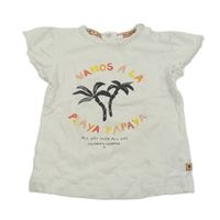 Biele tričko s palmami a nápisom Feetje