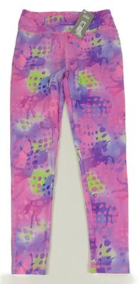 Nové - Růžovo-fialové puntíkaté sportovní legíny s jednorožci Dunnes