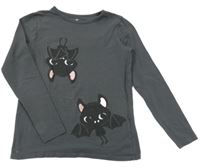 Tmavošedé triko s netopýry H&M