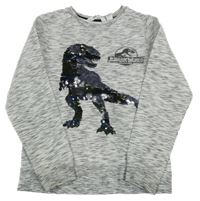 Sivá melírovaná mikina s dinosaurem z překlápěcích flitrů - Jurský svět H&M