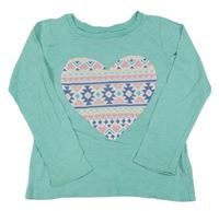 Tyrkysové tričko so vzorovaným srdcem Carter's