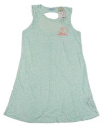 Nové - Mátové vzorované průhledné ľahké šaty s palmou Primark