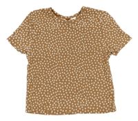 Hnedé kvetované rebrované crop tričko H&M