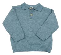 Modrý melírovaný vlnený polo sveter H&M