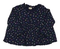 Tmavomodrá rebrovaná šatová tunika so srdiečkami Alana
