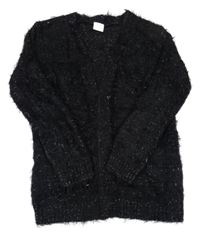 Čierny trblietavý chlpatý svetrový cardigan F&F