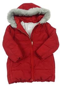 Červený šušťákový zimný kabát s kapucňou Next