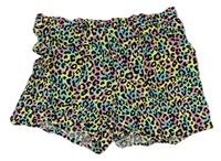 Farebné ľahké kraťasy s leopardím vzorom