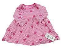 Růžovo-bílé pruhované šaty s králíky Mothercare