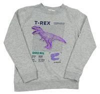 Sivá melírovaná mikina s T-rexem H&M