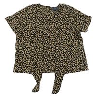 Černo-béžové leopardí lehké tričko na zavazování