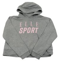 Sivá crop mikina s nápisom a kapucňou Elle