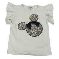 Smetanové tričko s Minnie a mašlí 