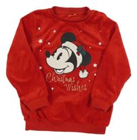 Červená zamatová mikina s Mickeym Disney