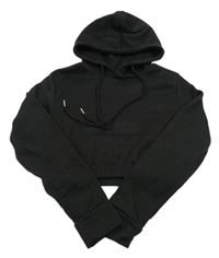 Čierna crop mikina s kapucňou
