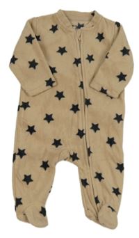 Béžový fleecový overal s hviezdičkami Kiabi