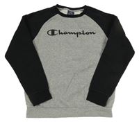 Sivo-čierna mikina s logom Champion