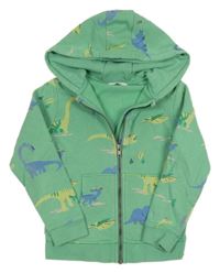 Zelená propínací mikina s dinosaury a kapucí M&S