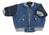 Modrá zateplená riflová bunda s šusťákovými rukávy Benetton