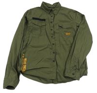 Khaki košile s nápisy Charles Vögele