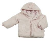 Světlerůžová plyšová zateplená propínací mikina s kapucí 