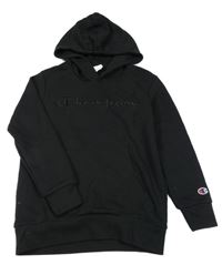 Černá mikina s logem a kapucí Champion