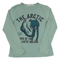 Zelené pyžamové triko s mrožem H&M