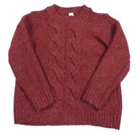 Rubínový vzorovaný pletený svetr Tu