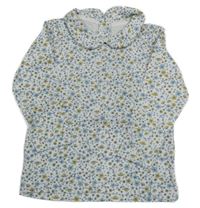 Bílo-světlemodré květované triko s límečkem St. Bernard