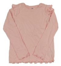 Svetloružové tričko s volánikmi sinsay