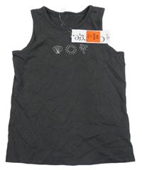 Nové - tmavosivý top s výšivkou George