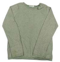 Zelený ľahký trblietavý sveter s mašlou H&M