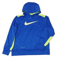 Modro-zelená športová funkčná mikina s logom a kapucňou Nike