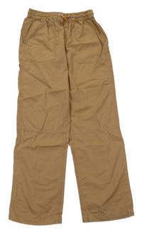 Hnědé plátěné cuff kalhoty s kapsami River Island