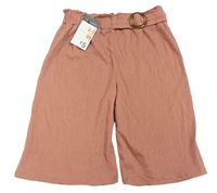 Staroružové rebrované culottes nohavice so sponou zn. Primark