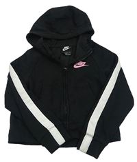 Čierno-biela prepínaci crop mikina s logom a kapucňou zn. Nike