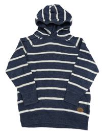 Tmavomodro-bílý pruhovaný svetr s kapucí H&M