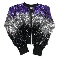 Fialovo-stříbrno-černý crop flitrovaný bomber H&M