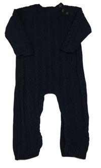 Tmavomodrý vzorovaný svetrový overal Tu