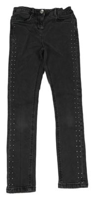 Tmavošedé skinny rifle s kamínky 