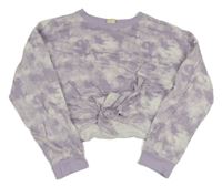 Lila-biela batikovaná crop mikina H&M