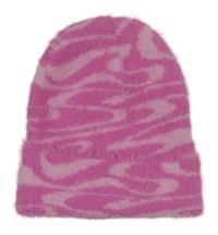 Růžová vzorovaná chlupatá čepice H&M