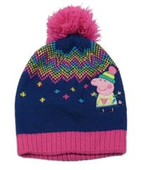 Tmavomodro-barevná čepice s Peppou a bambulí Nutmeg
