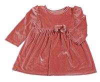 Ružové zamatové šaty s mašlou