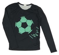 Tmavošedo-zelené športové tričko s loptou Shein