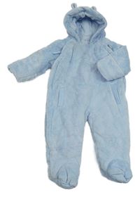 Svetlomodrá plyšová zateplená kombinéza s kapucňou George